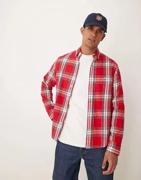 GANT рубашка из фланели классического кроя в клетку, красная