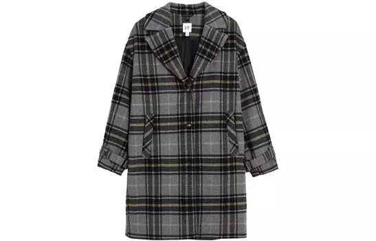 GAP Пальто женское серое клетчатое