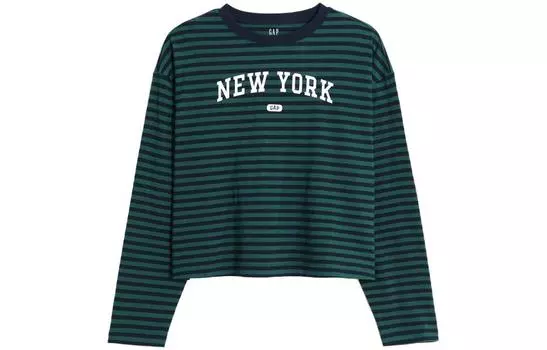 GAP Женская футболка, цвет Blue-green stripes