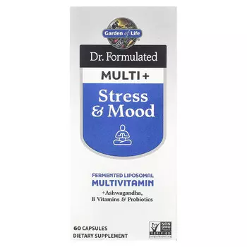 Garden of Life, Компания Dr. Formated Multi +, для снятия стресса и хорошего настроения, 60 капсул
