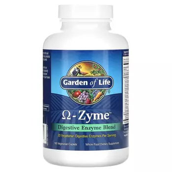 Garden of Life, Omega-Zyme, смесь пищеварительных ферментов, 180 вегетарианских капсул