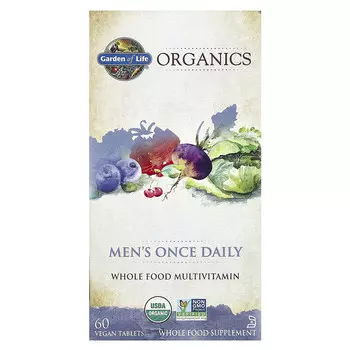 Garden of Life, Organics, мультивитамины из цельных продуктов для мужчин, 60 веганских таблеток