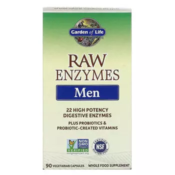 Garden of Life, RAW Enzymes, ферменты для мужчин, 90 вегетарианских капсул