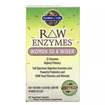 Garden of Life, RAW Enzymes, ферменты для женщин от50 лет, 90 вегетарианских капсул