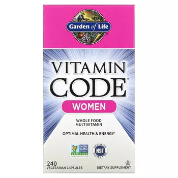 Garden of Life, Vitamin Code, мультивитамины из цельных продуктов для женщин, 240 вегетарианских капсул