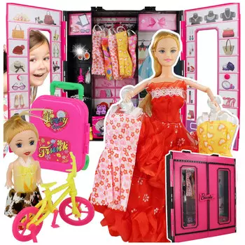 Гардеробный комплект с куклой и аксессуарами для девочки Z908 elektrostator