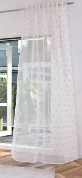 Гардина ВхШ 245x145 см натуральный серо-коричневый гео »VALENCIA« многополосный подвес Scherli прозрачный льняной эффект, 2023480 Astek