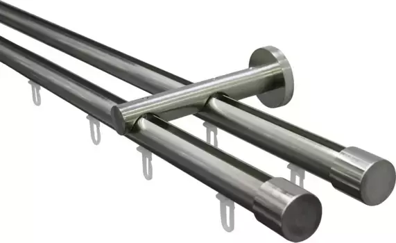 GARDINIA Карниз "Комплект карнизов Isa 2 направляющих с внутренней направляющей II 20 мм", 2 направляющих, фиксированного размера, 2 направляющих 160 см, 20 мм, цвет edelstahlfarben