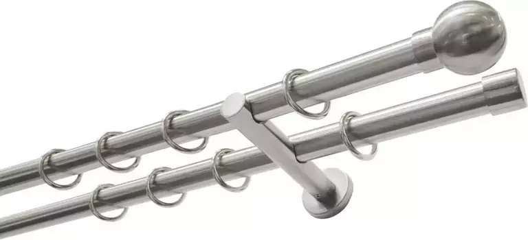 GARDINIA Карниз "комплект металлических карнизов", 2 направляющие, фиксированного размера, 2 направляющие 160 см, 20 мм, цвет edelstahlfarben