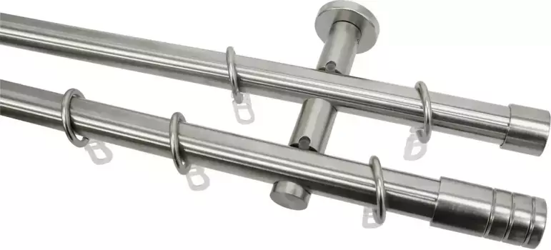 GARDINIA Карниз "комплект металлических карнизов", 2 направляющие, фиксированного размера, 2 направляющие 160 см, 20 мм, цвет edelstahlfarben