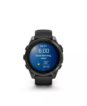 Garmin Fenix 8 47 мм, AMOLED, сапфировый, углеродно-серый, титановый черный, черный/серый ремешок, фитнес-трекер