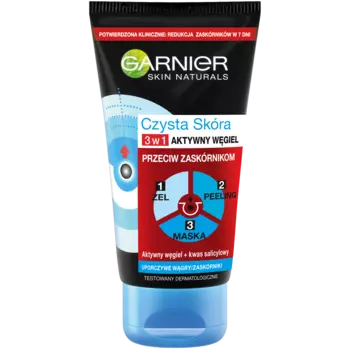 Garnier Czysta Skra Aktywny Wgiel Гель для умывания 3в1 для лица, 150 мл
