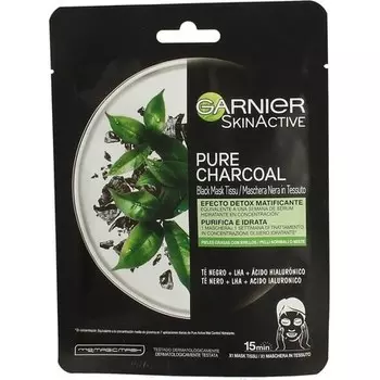 Garnier Маска с углем и гиалуроновой кислотой тканевая черная 28г