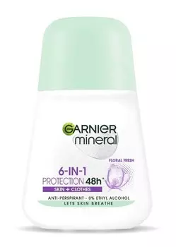 Garnier Mineral, Дезодорант 6в1 Защита 48ч Цветочная свежесть - Кожа+Одежда, 50 мл