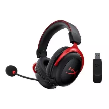 Гарнитура игровая HYPERX Cloud II, для ПК и игровых консолей, накладные, радио, черный / красный