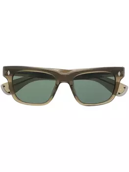 Garrett Leight tinted rectangular-frame sunglasses, зеленый