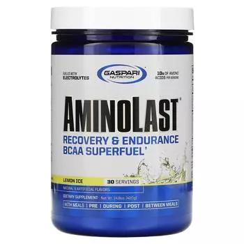 Gaspari Nutrition Aminolast Супертопливо BCAA восстановление и выносливость лимонный лед 14,8 унц. (420 г)
