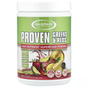 Gaspari Nutrition, Proven Greens & Reds, клубничный лимонад, 360 г (12,69 унции)