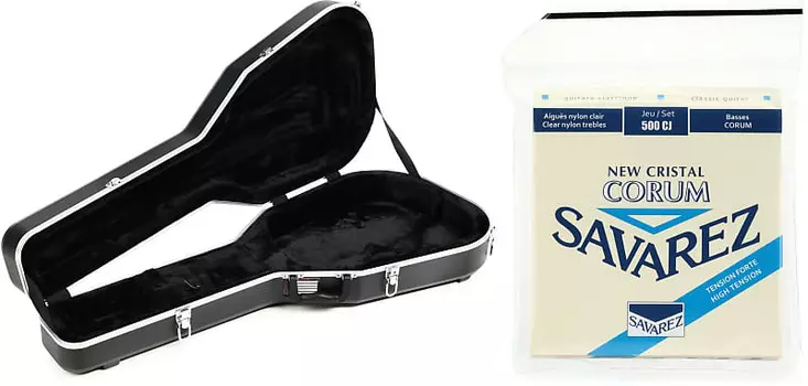 Gator Deluxe ABS Литой чехол для акустической гитары - черный комплект со струнами Savarez S.A. 500CJ New Cristal Corum для классической гитары - High Tension Gator + Savarez S.A. GC-APX=1 STSAV50-50007=1