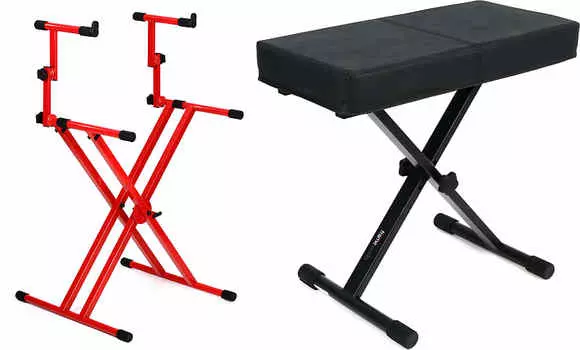 Gator Frameworks GFW-KEY-5100XRED Роскошная двухъярусная подставка для клавиатуры X-Style — комплект Nord Red с Gator Frameworks GFW-KEY-BNCH-1 Стандартная черная подставка для клавиатуры GFW-KEY-5100XRED=1 GFW-KEY-BNCH-1=1