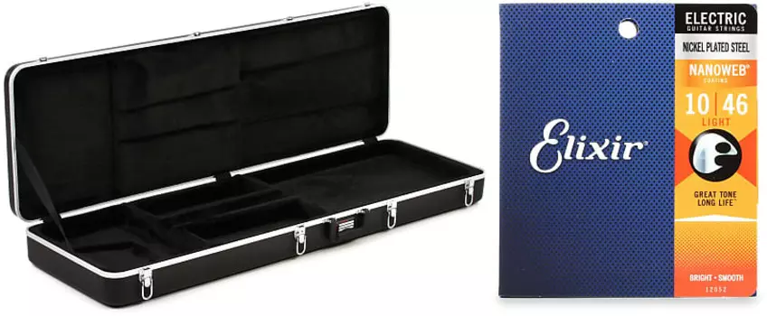 Gator GC-Bass Deluxe ABS Литой корпус для электробас-гитары Комплект со струнами Elixir 12052 Nanoweb Струны для электрогитары - .010-.046 Light Elixir Strings + Gator 12052=1 GC-Bass=1