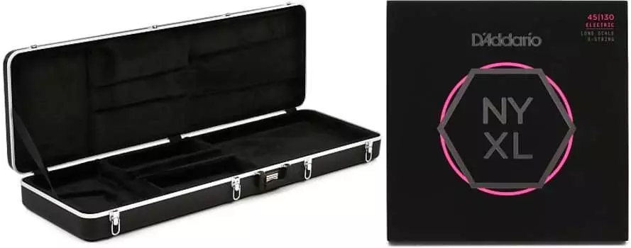 Gator GC-Bass Deluxe Литой корпус из АБС-пластика для электробас-гитары Комплект с D'Addario NYXL45130 Струны для бас-гитары с никелевой обмоткой - .045-.130 Обычная легкая длинная 5-струнная шкала Gator + D'Addario GC-Bass=1 NYXL45130=1