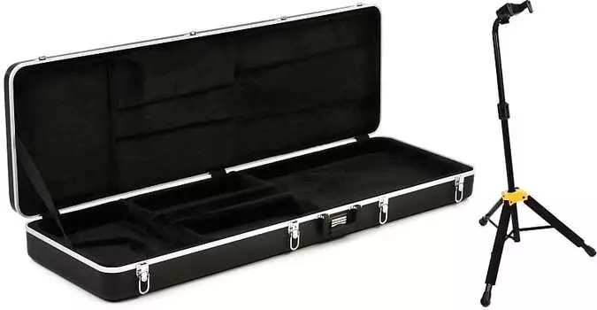 Gator GC-Bass Deluxe Литой корпус из АБС-пластика для электробас-гитары Комплект с подставками Hercules GS414B PLUS Подставка для одной гитары с системой автоматического захвата Gator + Hercules Stands GC-Bass=1 GS414B PLUS=1