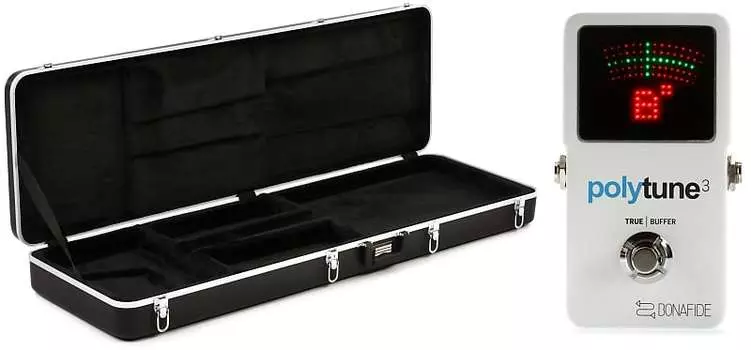 Gator GC-Bass Deluxe Литой корпус из АБС-пластика для электробас-гитары Комплект с TC Electronic PolyTune 3 Полифоническая светодиодная педаль-тюнер для гитары с буфером Gator + TC Electronic GC-Bass=1 000-CM000-00010=1