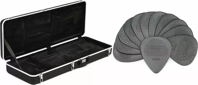 Gator GC-ELECTRIC-A Deluxe Литой футляр из АБС-пластика для комплекта электрогитары с двойным вырезом и стандартными гитарными медиаторами Dunlop 449P073 с нейлоновой максимальной рукояткой .73 мм, 12 шт.