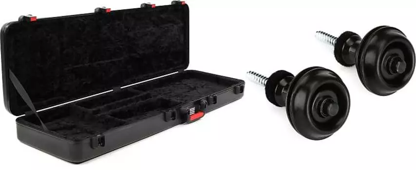 Gator GTSA-GTRBASS ATA Формованный чехол для бас-гитары с защелками TSA в комплекте с двойной системой фиксации ремешка Dunlop Straplok - черный Gator + Dunlop GTSA-GTRBASS=1 SLS1033BK=1