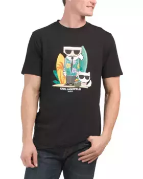 Гавайская футболка с графическим рисунком Karl Lagerfeld Paris, черный