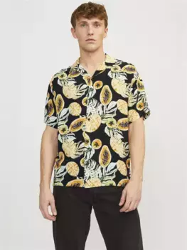 Гавайская рубашка Jack & Jones "JORLUKE TAMPA AOP SHIRT SS SN", черный