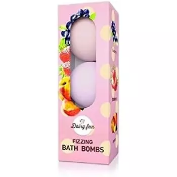 Газированные бомбочки для ванны Dairy Fun со вкусом клубники и персика 100 г — упаковка из 3 шт Delia