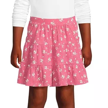 Газоновая многоярусная юбка Lands' End для девочек 2–16 лет, цвет Rouge Pink Floral