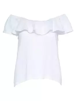 Газовый топ хай-лоу с открытыми плечами и воланами Wilt, белый