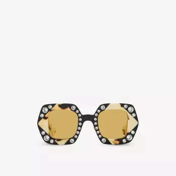 Gc002005 gg1330s солнцезащитные очки из ацетата в квадратной оправе Gucci, черный
