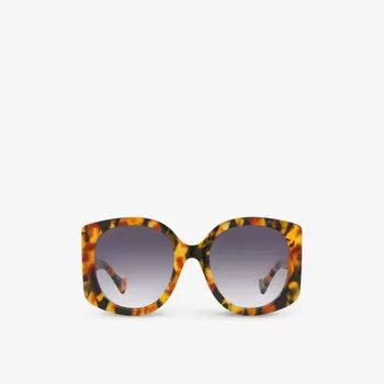 GC002017 GG1257S солнцезащитные очки из ацетата в прямоугольной оправе Gucci, коричневый