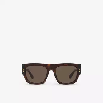 GC002018 GG1262S солнцезащитные очки из ацетата в прямоугольной оправе Gucci, коричневый