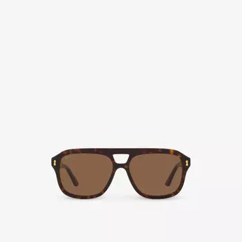 Gc002033 gg1263s солнцезащитные очки из ацетата в прямоугольной оправе Gucci, коричневый