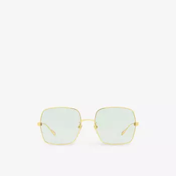 Gc002133 gg1434s солнцезащитные очки в квадратной оправе из металла Gucci, золотой