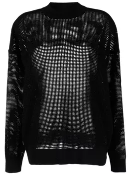 Gcds джемпер с логотипом и перфорацией, черный