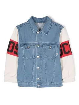 Gcds Kids джинсовая куртка на пуговицах с логотипом, синий