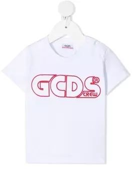 Gcds Kids футболка с вышитым логотипом, белый