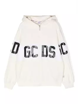 Gcds Kids худи на молнии с логотипом, нейтральный цвет