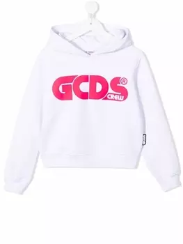 Gcds Kids худи в стиле колор-блок с логотипом, белый