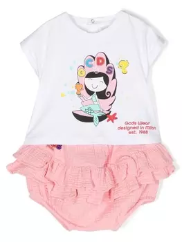 Gcds Kids платье-футболка с графичным принтом, белый