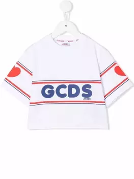 Gcds Kids топ с короткими рукавами и логотипом, белый
