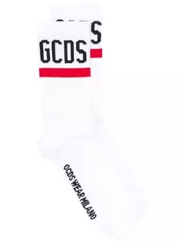 Gcds носки в рубчик с логотипом, белый