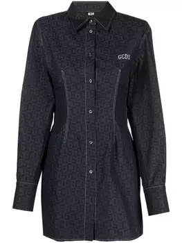 Gcds платье-рубашка с монограммой и логотипом, синий
