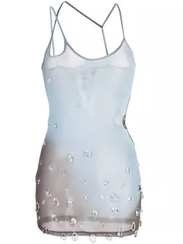 Gcds Sita crystal-drop tulle minidress, синий